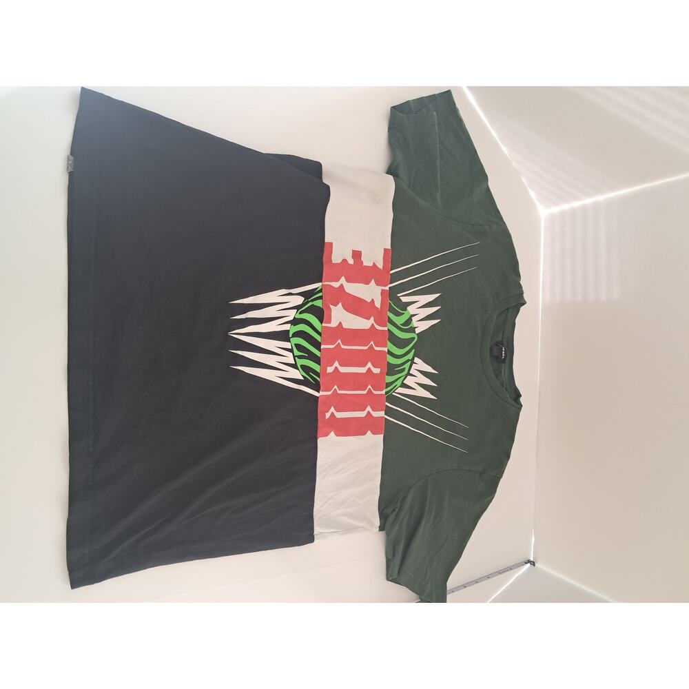 Diesel Men’s Large Green Colorblock Graphic T-Shirt Cotton Streetwear Tee